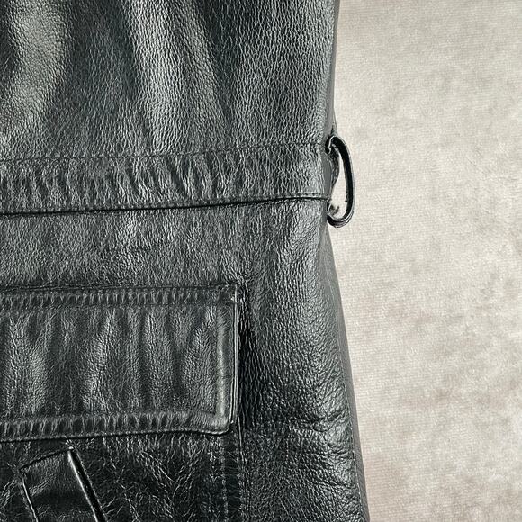 90’s Niko Leather Soft Winter Warm Casual Black Leather Trench Coat - Picture 7 of 8